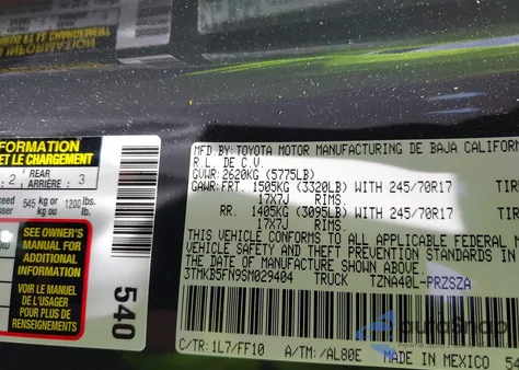 2025 Toyota Tacoma Sr5 2Wd z USA, uszkodzony, nr VIN 3TMKB5FN9SM029404